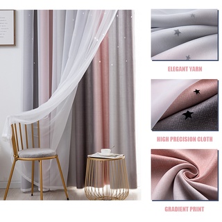 M Curtain, double-layer hollow out curtain, living room curtain, bedroom shading curtain, (1M*2M) (2)
