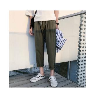 2019 Summer Aesthetic Fashion Trend Pure Color Simple Loose Straight Tube Casual Pants Men (5)