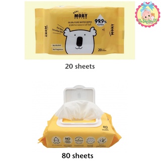 Baby Moby 99.9% Pure Water Wipes (Available in 20 sheets and 80sheets)