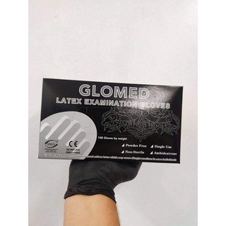 GLOMED Black Tattoo Gloves Latex 1 box(100pcs)