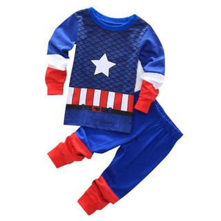 Kids Baby Boy Captain America Sleepwear Pajamas Pjs Set Toddler Clothes 1-7 Yrs