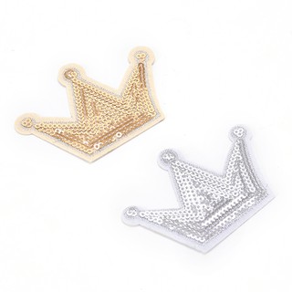 shiny sequins crown iron on clothes patch garment accessory