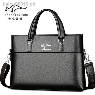 ready stock❆Leather texture men s briefcase horizontal handbag men s shoulder bag business bag computer bag men s messenger bag