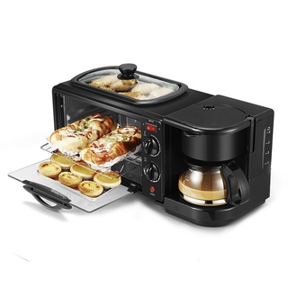 ✇✟3 In 1 Toaster Fryer And Coffee Maker Electric Breakfast Machine - Black