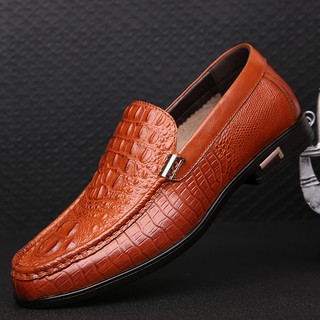 Handmade New High Quality Cow Leather Men Driving Loafer Shoes Formal Breathable Crocodile Skin