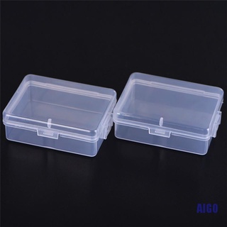 AIGO 2PCS Small Transparent Plastic Storage Box Clear Square Multipurpose Display Box