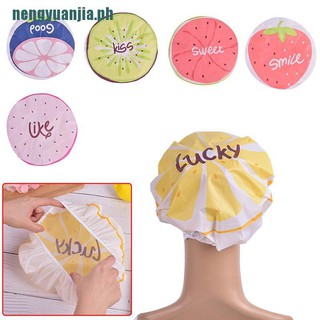 【nengyuanjia】Shower Bath Cap Lace Elastic Band Fruit Pattern Waterproof Hair Protective Lace
