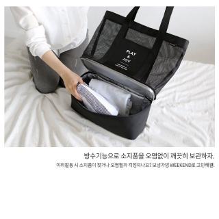 Travel portable insulation bag double picnic bag multi-function grid collection bag (4)