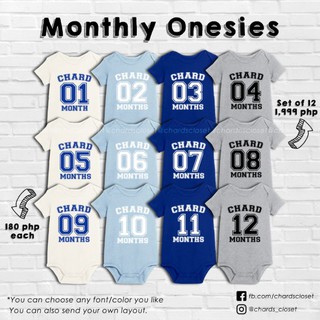Customized Monthly Milestones on Baby Onesie (SET of 12)