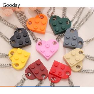 Creative Fashion Heart Colorful Pendant Necklace Lego Clavicle Chain Necklace Jewelry