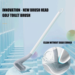 Long-Handled Toilet Brush Soft Rubber Golf Head Shape Cleaning Tools no Blind Angle Cleaner Quick Drying Bathroom Accessories