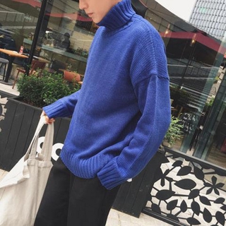 【6 Colors】Autumn and Winter Turtleneck Sweaters Men's Fashion Solid Knitted Pullover Unisex Warm Long-sleeved Tops Korean Slim Tight Sweater for Men Students Simple Casual Clothes (5)