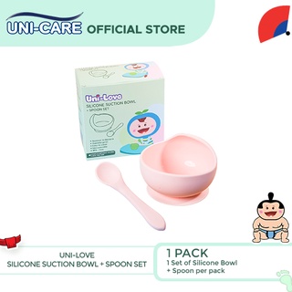 UniLove Silicone Suction Bowl + Spoon Set - Pink Pack of 1 (1)