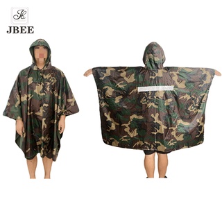 JBEE J0080 thick waterproof camouflage men and women fishing motorcycle poncho with reflective strip