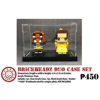 Case Closed Customs: LEGO® BRICKHEADZ 'DUO' Acrylic Display Case (6.4x3x4 inches)