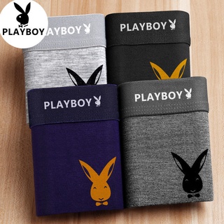 panty✹✁Playboy genuine 4 gift boxed antibacterial underwear men s cotton boxer shorts with printed b