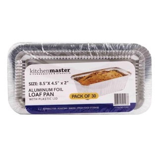 Kitchen Master Aluminum Foil Loaf Pan with Plastic Lid Pack of 30
