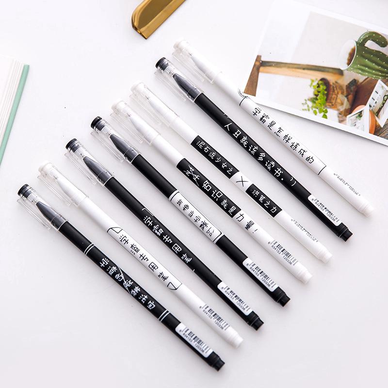 0.5mm Black Signature Pen Creative Text Gel Pen Student Supplies (8)