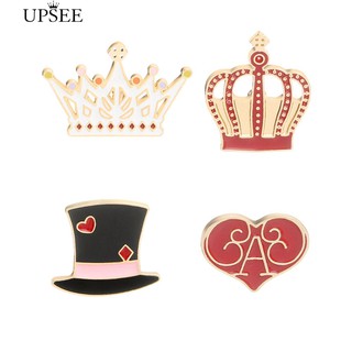 UPSEE Hat Crown Love Heart Brooch Pin Enamel Party Jewelry Gift