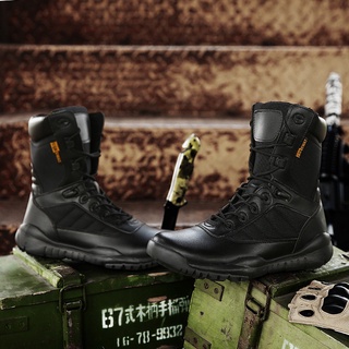 High-top men's shoes winter new men's boots autumn and winter tactical boots men's short boots warm military boots trend black boots men (1)
