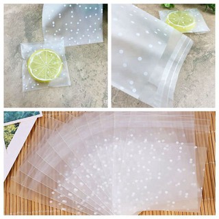 100 Pcs/Set Cute Frosted Dots Plastic Pack Candy Cookie Soap Packaging Bags Cupcake Wrapper Self Gift Bag