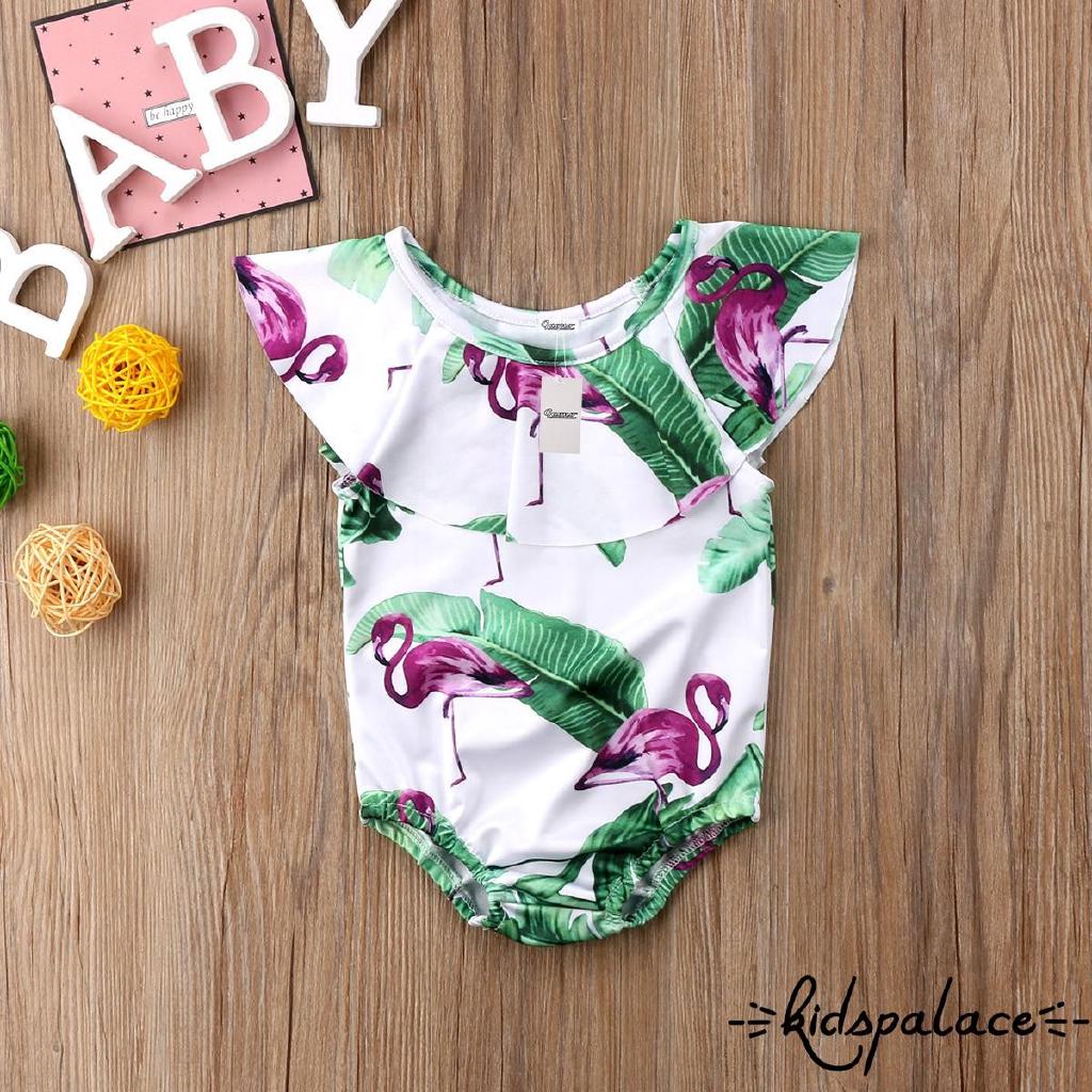 EAE-Toddler Kids Baby Girls Flamingo Flower Ruffle Swimsuit