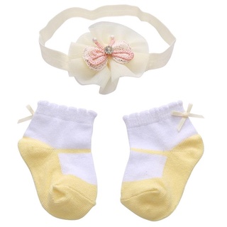 Pet Clothing & Accessories☂♞Bowknot baby cute princess lace baby socks headband set