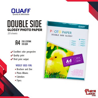 120gsm A4 Size QUAFF Double Sided Glossy Photo Paper (50 sheets / pack)
