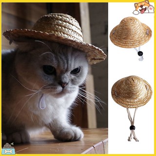 SPBS_Novelty Summer Adjustable Pet Dog Outdoor Straw Hat Puppy Small Cat Sunhats