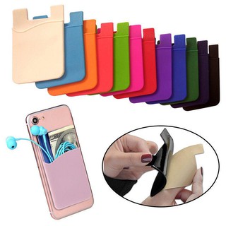2 PCS Silicone Mobile Phone Back Pocket 10 Color Women Men Card Case Soft Elastic Non-slip Cell