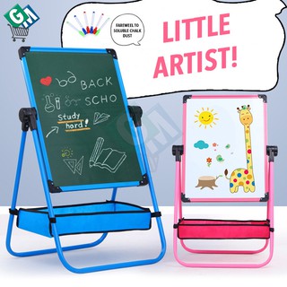 GM 2 in 1 White Board Black Board Children's Drawing Table Small Board Double-sided Magnetic House