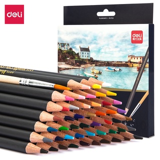 Ready Stock/♤♘㍿Deli 48 Pcs/lot Water colored Pencils Rainbow Assorted Colors 6520