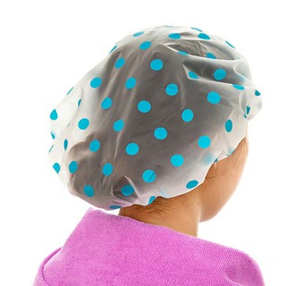 Lovely Dots Thickened Waterproof Transparent Shower Cap Bathroom Bathing Hat