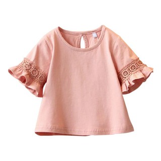 Spring Summer Kids girls Cloths Princess Lace Half sleeve shirts baby t-shirt