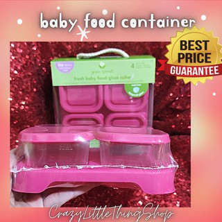 Green Sprouts Reusable Baby Food Glass Containers Freezer Cubes (2oz/4pk)-Pink reusable container (1)