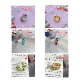 We Flower 2020 Handmade Colorful Beads Flower Rings Korea Fashion Hit Elastic Finger Rings for Women Girls Stretch Weave Style Ring (5)