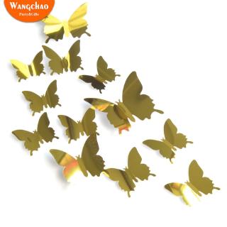PVC 3D Mirror Butterfly 12pcs/lot Wedding DIY Party Background Decoration Artificial Butterflies