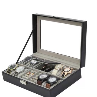 Wholesale 8+2 watch storage display box pu leather glasses storage collection display box