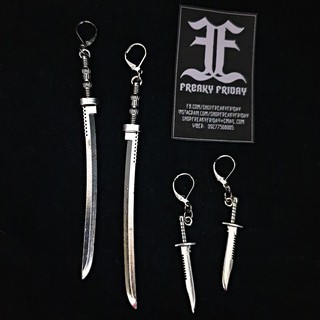 MTO Katana Sword Knife Earrings - Gothic Punk Harajuku Ear Tokyo Fashion Goth (1)