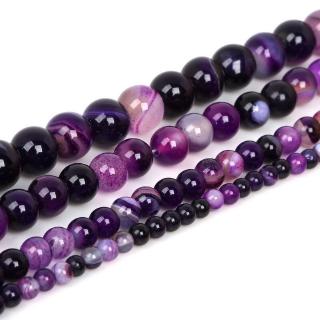 AAA+ Purple Stripe Onyx Loose Round Beads 4mm 6mm 8mm 10mm Natural Stone Beads for Jewelry Making