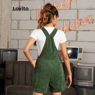 Lovito Vintage Overall Adjustable Straps Cotton Romper With Pockets L16D258 (Green) (4)