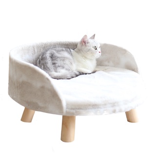 Pet Cat Dog Bed Soft Warm lambswool Wood Legs Bed Pet House Nest Dogs Cat Bed Warm Comfortable House