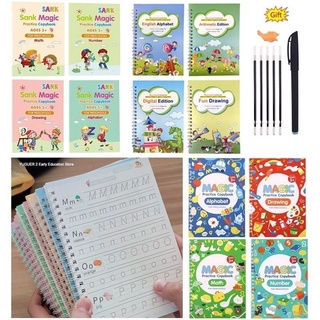 【Ready Stock】✢✕✟✦SHITOU✦(Free Pen+refills) 4 Book/Set Kid's Book Reusable Learning Copybook Writing