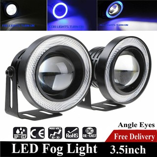 【Spot goods】❄2PCS 3.5" Inch COB LED Fog Light Projector Car Blue Angel Eyes Halo Ring DRL Lamp