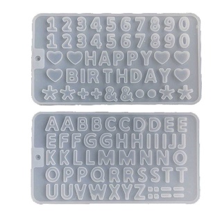 REDD 2 Pcs Alphabet Crystal Epoxy Resin Mold English Letters Number Pendant Keychain Casting Silicone Mould DIY Crafts Mold