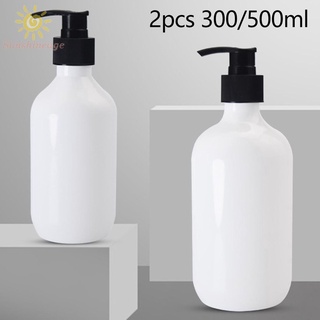 2 * Shampoo Bottles 300ml/500ml Empty PET Refillable Shampoo Bottles With Pump Dispensers