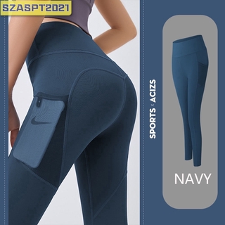 【COD & Ready Stock】Women Pocket Running/Yoga/Sports/Fitness Sweatpants Fitness Pants Legging Pants Yoga Pants