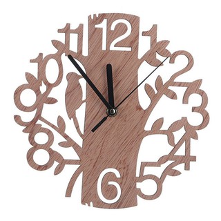 Modern 3D Wooden Tree and Bird Wall Clock Analog Living Room Home Office Decor
