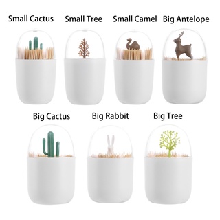 BEAUTY Rabbit Toothpicks Holder Cactus Cotton Bud Holder Case Cotton Swab Storage Box Animal Table Decoration Tree Plastic Home & Living Toothpick Boxes (3)