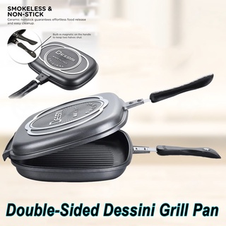Italy Die Casting Double Grill Pan Side Face Frying Double-Sided Dessini Frying Grilling 32 cm